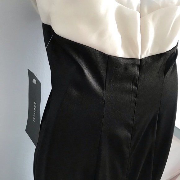 πHost Pickπ Strapless Bow Pearl Silk White Black Prom Dress Wedding Dress - Picture 8 of 16